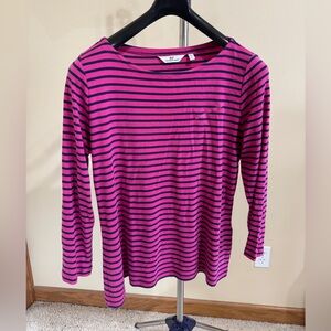 Vineyard Vines Pink and Navy Striped Long Sleeve Tee